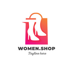Logo shopping bag with women's legs for fashion online store