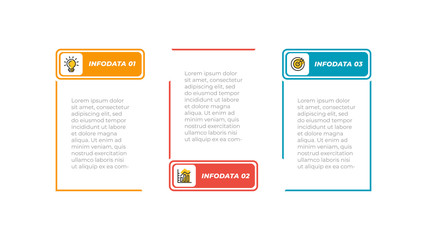 Business Infographic template.  Creative rectangle simple concept with marketing icons and 3 step, option. Vector illustration.