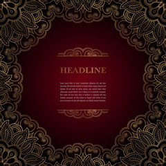Luxury background with golden ornamental frame for greeting card, invitation or announcement