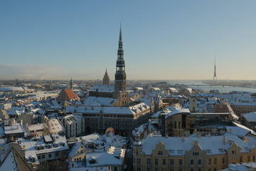 Riga City St.Peter Church, Down town Cathedral winter day