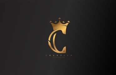 Letter C Linked Monogram Crown King Logotype