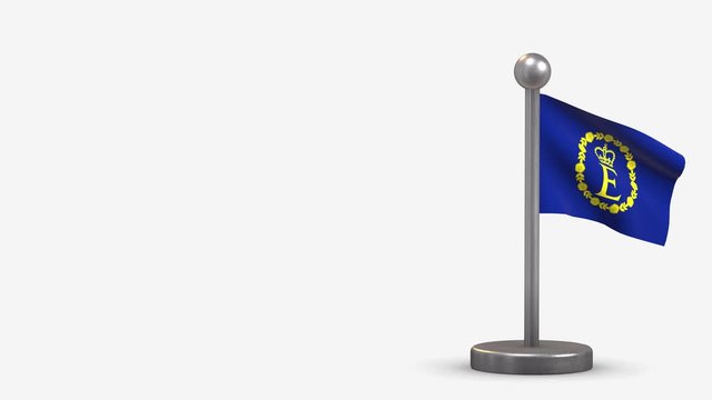 Eiir 3D waving flag animation on tiny flagpole.
