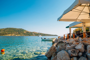 Adriatic beach at summer in Primosten, Croatia