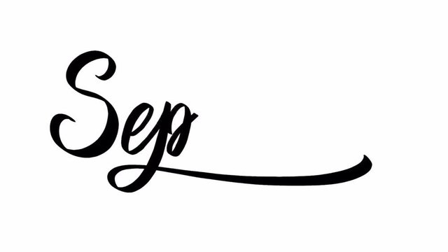 September is written in black script letters isolated on white background