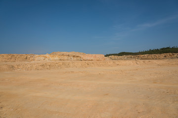 Earthwork ground with sky background view