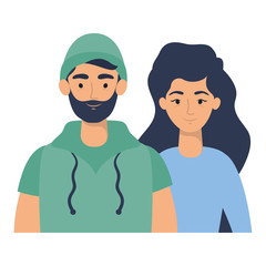 young lovers couple avatars characters