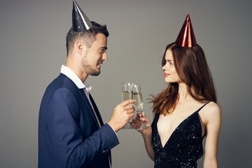 young couple toasting with champagne