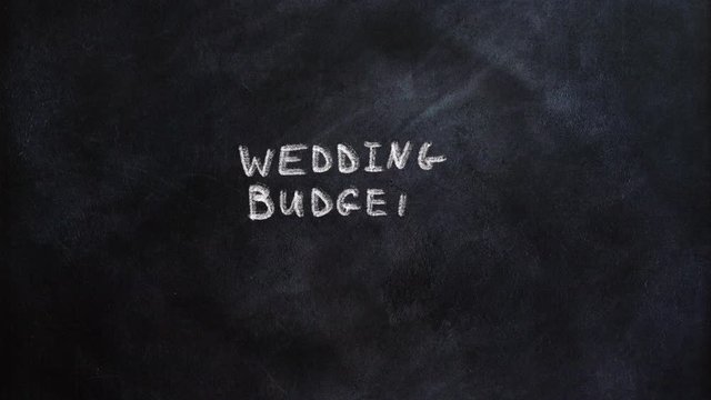 Wedding budget diagram is being written in chalk on blackboard - mind map concept