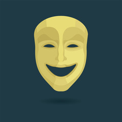 Theatrical mask. Comedy mask illustration. Part of set.