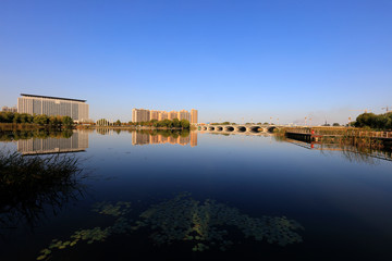 Fototapeta na wymiar River park scenery in China