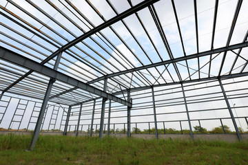 Steel frame of industrial factory building