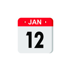 January 12 Calendar Daily Icon. Illustration Emblem. Element of Design for Decoration Office Documents and Applications. Logo of Day, Date, Month and Holiday. New Year.