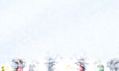 christmas background with balls and snowflakes