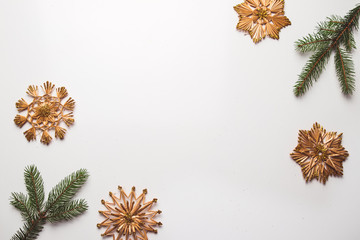 Christmas toy made of straw with sprigs for the Christmas tree.