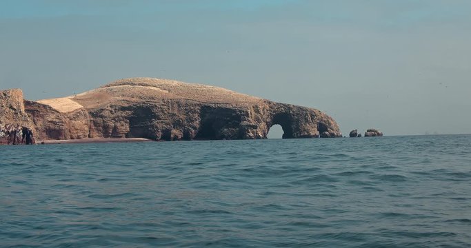 Rocky island near the coast of Paracas in Peru