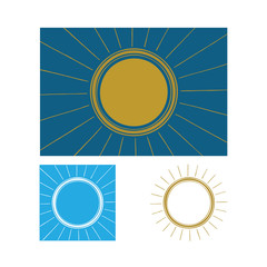 Abstract vintage background design. Sun and rays hand drawn vector illustration. Retro style sketch drawing background.