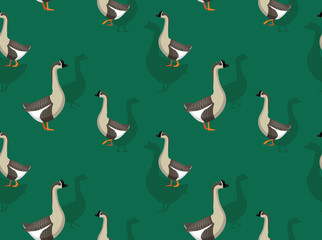 Geese Walking Bird Cartoon Seamless Background Wallpaper-01