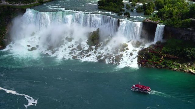 Hot Summer Day at The American Falls, the second-largest of the three waterfalls that together are known as Niagara Falls on the Niagara River along the Canada&ndash;U.S. border.