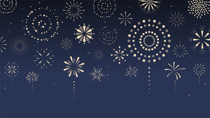 Fireworks, firecracker at night. Cartoon style. Vector illustration. - obrazy, fototapety, plakaty