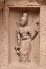 Buddhist sculpture in Bingling Temple and grottoes, Yongjing, Gansu Province, China.UNESCO World heritage site.(Silk Roads: the Routes Network of Chang'an-Tianshan Corridor)