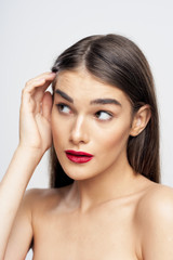 Fototapeta premium beautiful woman bare shoulders spa treatments clean skin