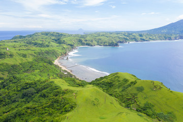 Naklejka na ściany i meble Amazing landscape partial part of Batanes Island located in Philippines.. Image shot by drone.
