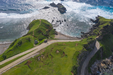 Amazing landscape partial part of Batanes Island located in Philippines.. Image shot by drone.