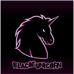 Black unicorn head logo design