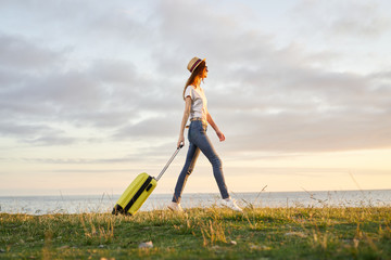 young woman with a suitcase