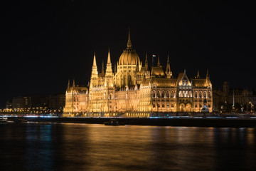 Fototapeta na wymiar Night view of Hungarian Parliament Building