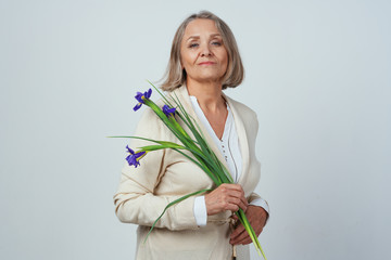 portrait of young woman with flowers