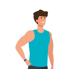 young man athlete avatar character vector illustration design