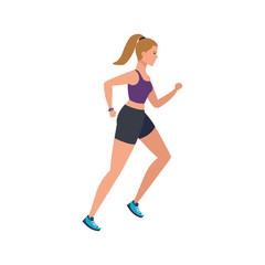 young woman athlete running avatar character vector illustration design