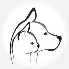 Dog and cat stylized logo vector id card image