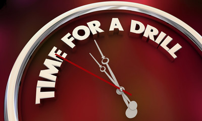Obraz na płótnie Canvas Time for a Drill Practice Exercise Clock Words 3d Illustration