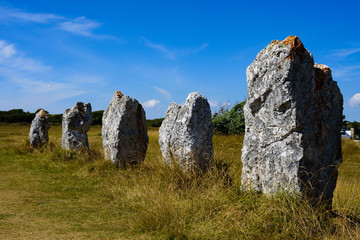 The alignment of Lagatjar is an interesting alignment of menhir in France, near Camaret sur mer. Finister. Brittany. France