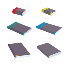 Book. Flat style, isometric drawing books with colored covers vector illustrations collection. Part of set.