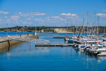 Fototapeta na wymiar Landscape with boats in Camaret-sur-Mer . Finister. Brittany. France