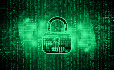 Closed Padlock on digital background, cyber security