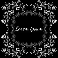 Tropical hand drawn floral frames. Outline set. Jungle foliage illustration. Floral set. Hand drawing. Vector isolated collection. Natural spring wedding card. Summer tropical leaf. Botanical frames