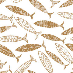 Cute fish.  Kids lbackground. Seamless pattern. Can be used in textile industry, paper, background, scrapbooking.