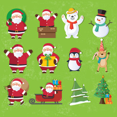 Christmas background with Santa Claus and Merry Christmas