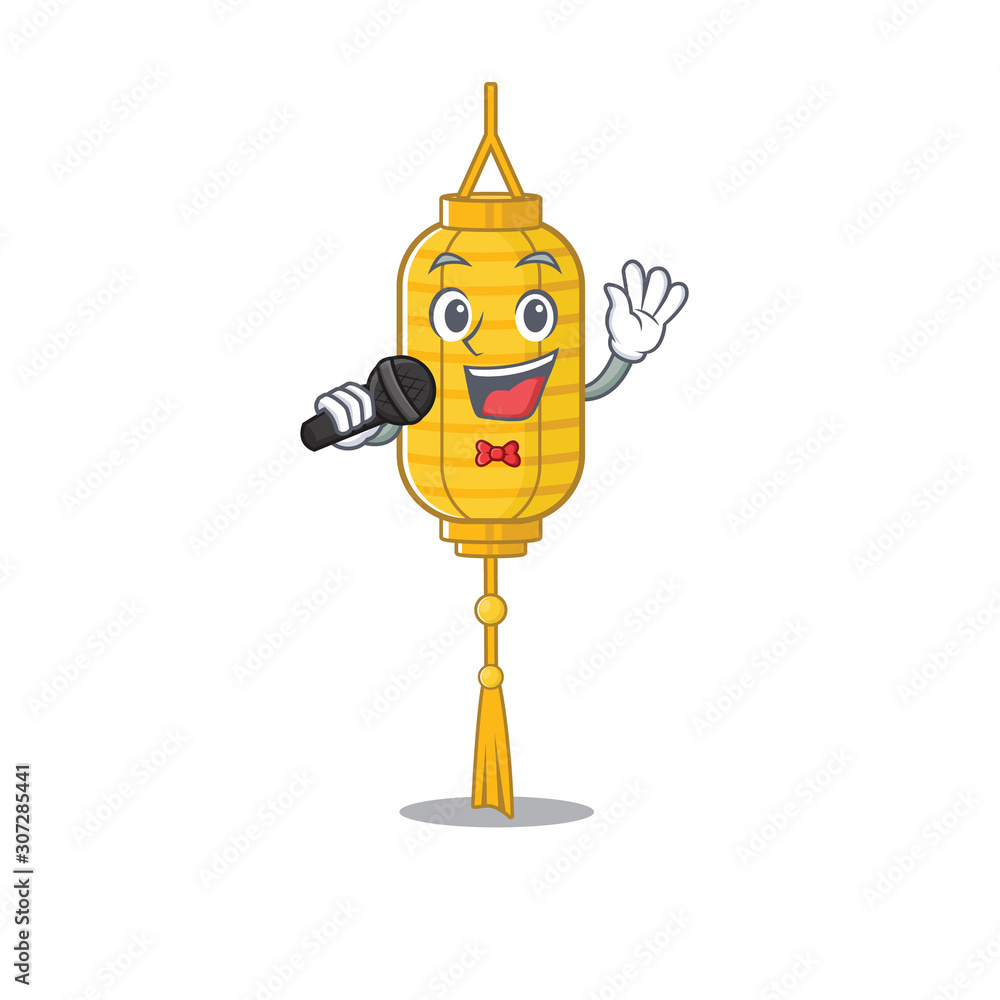 Canvas Prints cartoon singing lamp hanging while holding a microphone