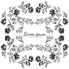 Tropical hand drawn floral frames. Outline set. Jungle foliage illustration. Floral set. Hand drawing. Vector isolated collection. Natural spring wedding card. Summer tropical leaf. Botanical frames