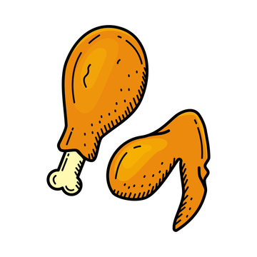 fried chicken drumstick and wing clip art preview