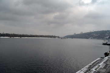 Fototapeta premium Dnepr river in Kiev at winter