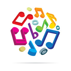 Music notes. Musical metaphor vector illustration. Musical sound concept symbol concept. Music notes hand drawn sketch logo. Part of set. 