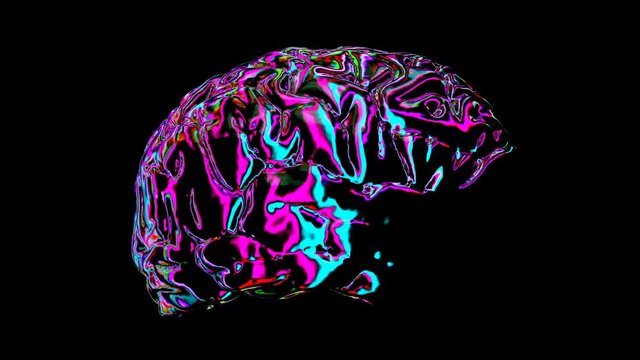 MRI scan of the brain in the color purple