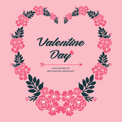 Valentine day banner, with beautiful pink flower frame. Vector