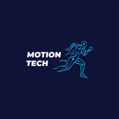Fototapeta na wymiar Running man from high technology component logo concept